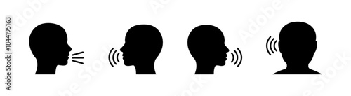 People Communication Icons – Talking and Listening Speech Vector