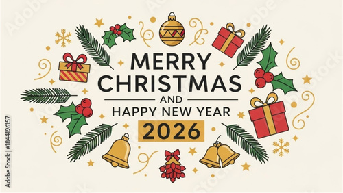 A Golden Glitter Banner for a Happy New Year Celebration in 2026