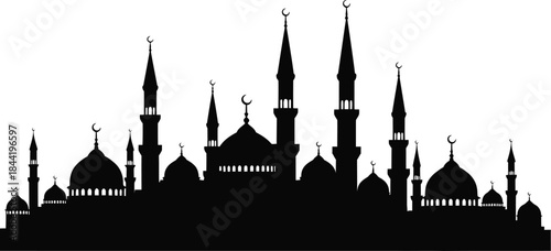 Mosque silhouette at dusk or dawn