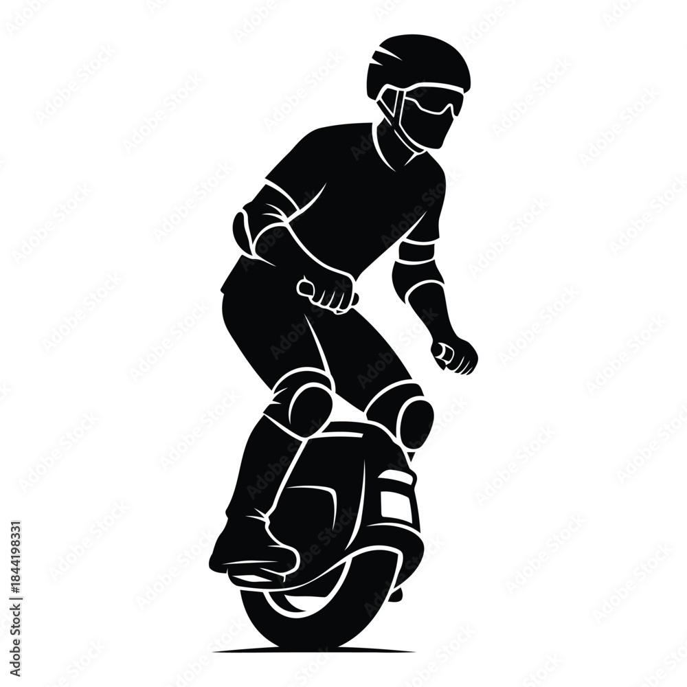 Obraz premium Rider on unicycle isolated on white background, Vector