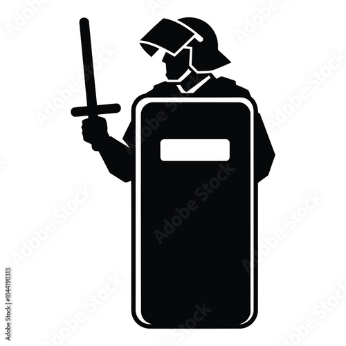 Police officer in riot gear isolated on white background, Vector