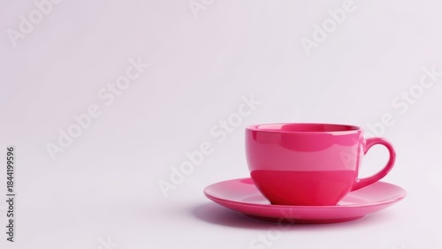Pink Cup and Saucer: A stylish and vibrant pink ceramic cup and saucer, evoking a sense of calm and a perfect setting for a moment of quiet reflection or a relaxing tea break.