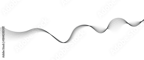 Flowing Dot Wave halftone gradient pattern on transparent background	
