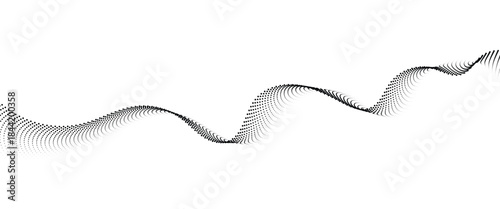 Flowing Dot Wave halftone gradient pattern on transparent background	
