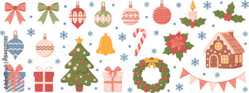 Christmas Holiday Collection Of Festive Decorations And Symbols Keywords: christmas, holiday