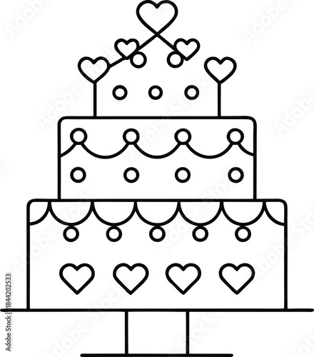 love cake outline vector illustration on transparent background