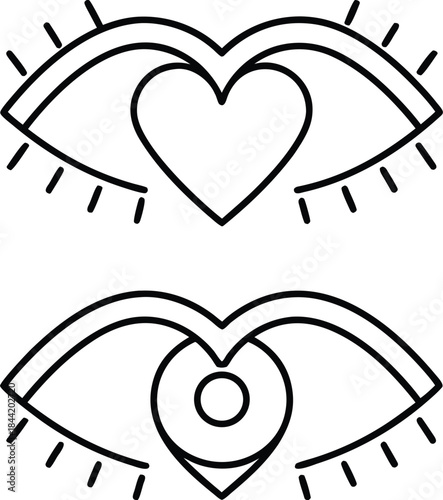 love glance outline vector illustration on transparent background