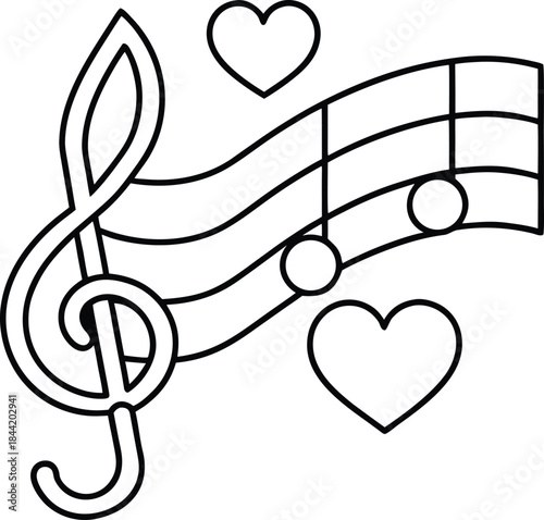 love music outline vector illustration on transparent background