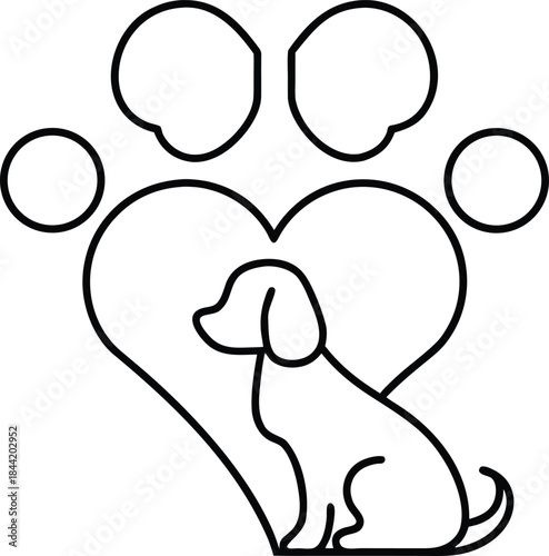 love pet outline vector illustration on transparent background