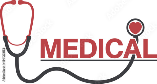 Stethoscope and Red Medical Text Logo ambulance cardiology