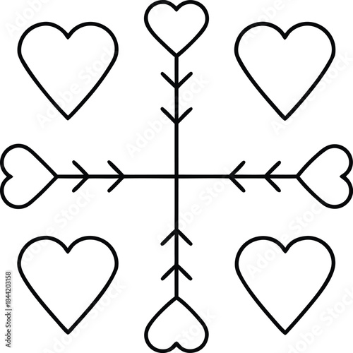 matching hearts outline vector illustration on transparent background