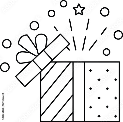 surprise gift outline vector illustration on transparent background