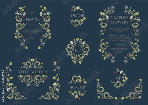 William Morris-inspired floral designs. Collection of retro decor.
.