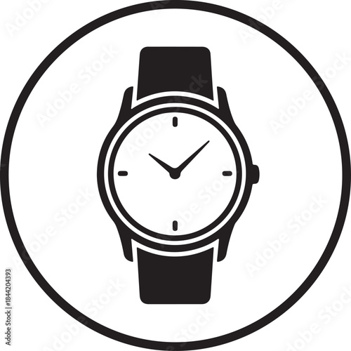 Classic Analog Wristwatch Icon Timepiece and Watch Symbol Vector