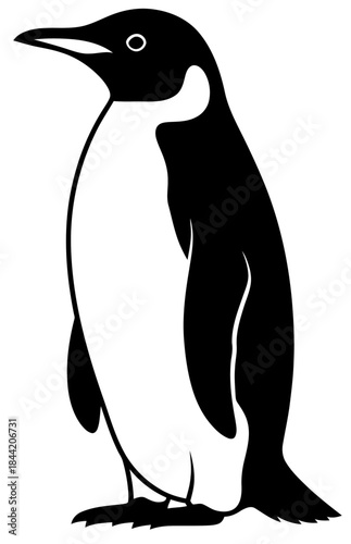 Isolated Black and White Stylized Penguin Illustration Minimalist Vector Art for Wildlife and Arctic Themes