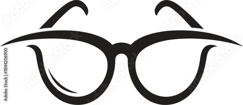 Black glasses icon with thick frames and eyebrows on a for design and illustration purposes