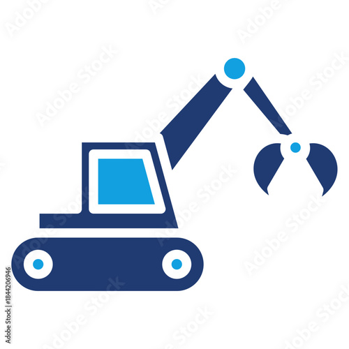 Forestry Machine Blue Color Icon