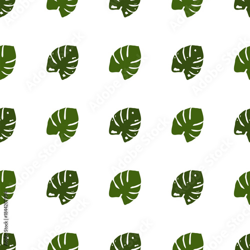 Monstera leaf pattern - A repeating pattern of vibrant monstera leaves, evoking a sense of tropical and natural beauty. These leaves are arranged in an orderly fashion, offering a fresh.