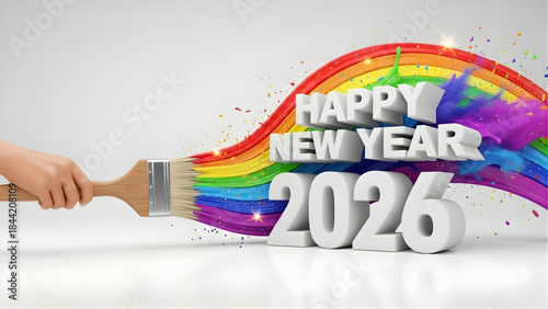 New year 2026 creative colorful painting celebration