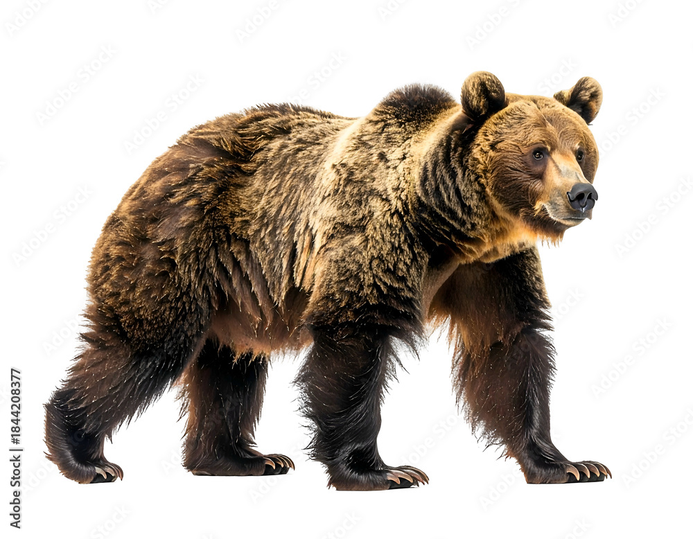 Obraz premium Furry brown quadruped mammal with powerful build walks on four legs