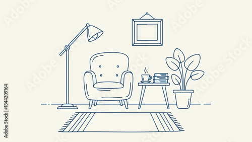 Minimal Doodle-Style Home Essentials with Thin Hand-Drawn Vector Lines