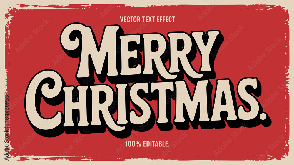 Obraz premium Merry Christmas Vector Text Effect with Editable Typography