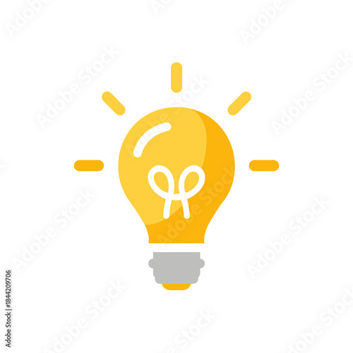 Minimalist vector logo of a bright lightbulb symbolizing innovation