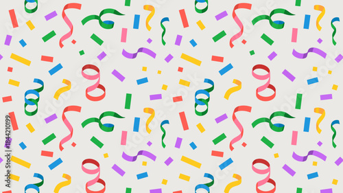 Colorful Confetti and Streamers Pattern for Celebrations and Parties