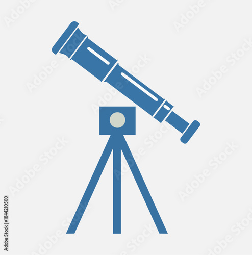 Telescope on Tripod — Astronomy Icon (Blue)
