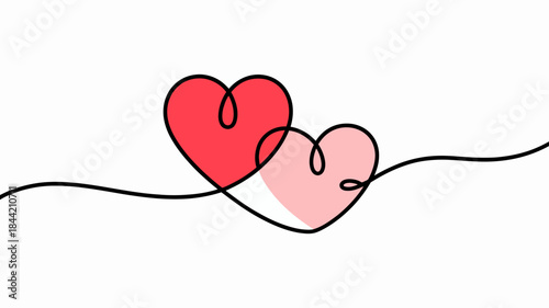 Interconnected Hearts Symbolizing Love and Unity in a Simple Line Art Style