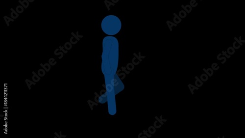 Figure Silhouette walk in loop on alpha matte 