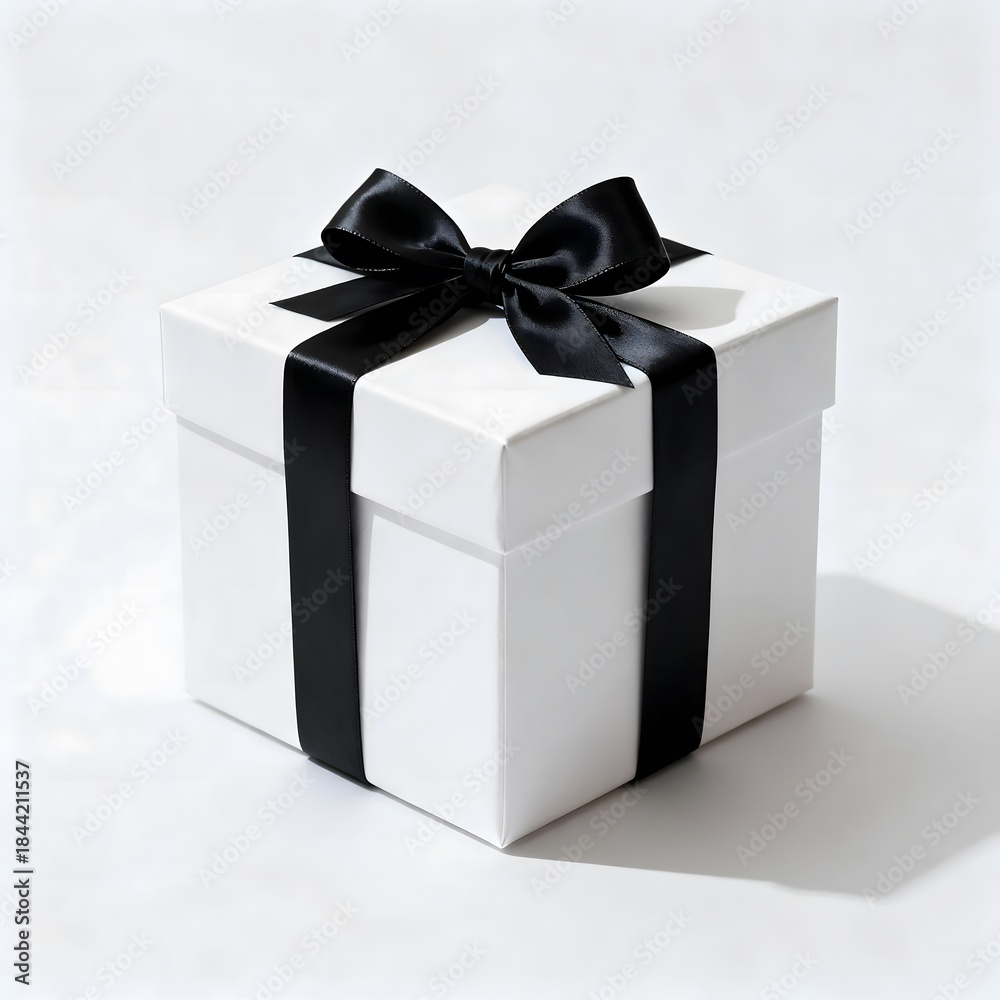 Obraz premium Beautiful White Gift Box with Ribbon Perfect for Celebration and Special Occasions Present Packaging Idea