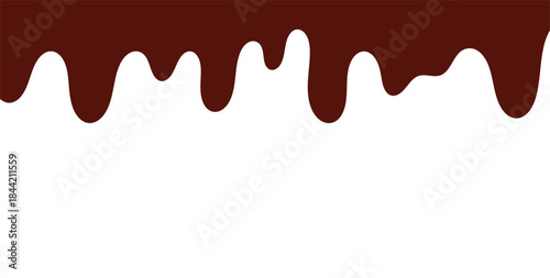 Liquid chocolate dripping effect. Melted chocolate vector illustration. Isolated white background