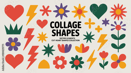 Colorful Collage Shapes Vector Elements for Design and Decoration