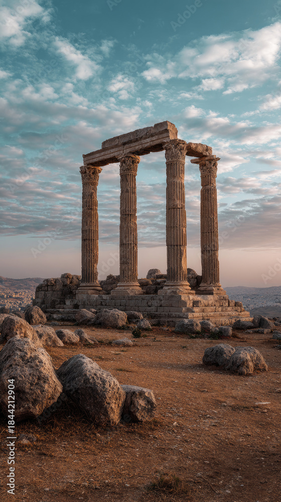 Fototapeta premium Ancient Roman Columns with Sky in the Background