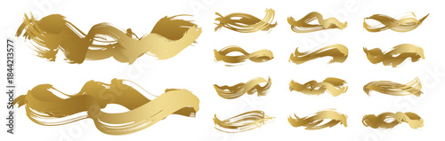 金色の筆で書いたブラシのセット