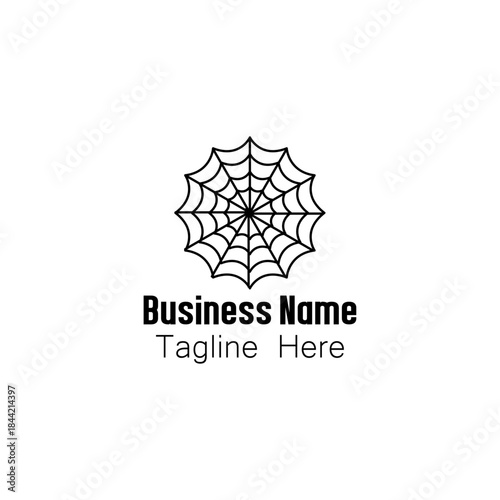 Minimalist Black and White Spider Web Logo Template