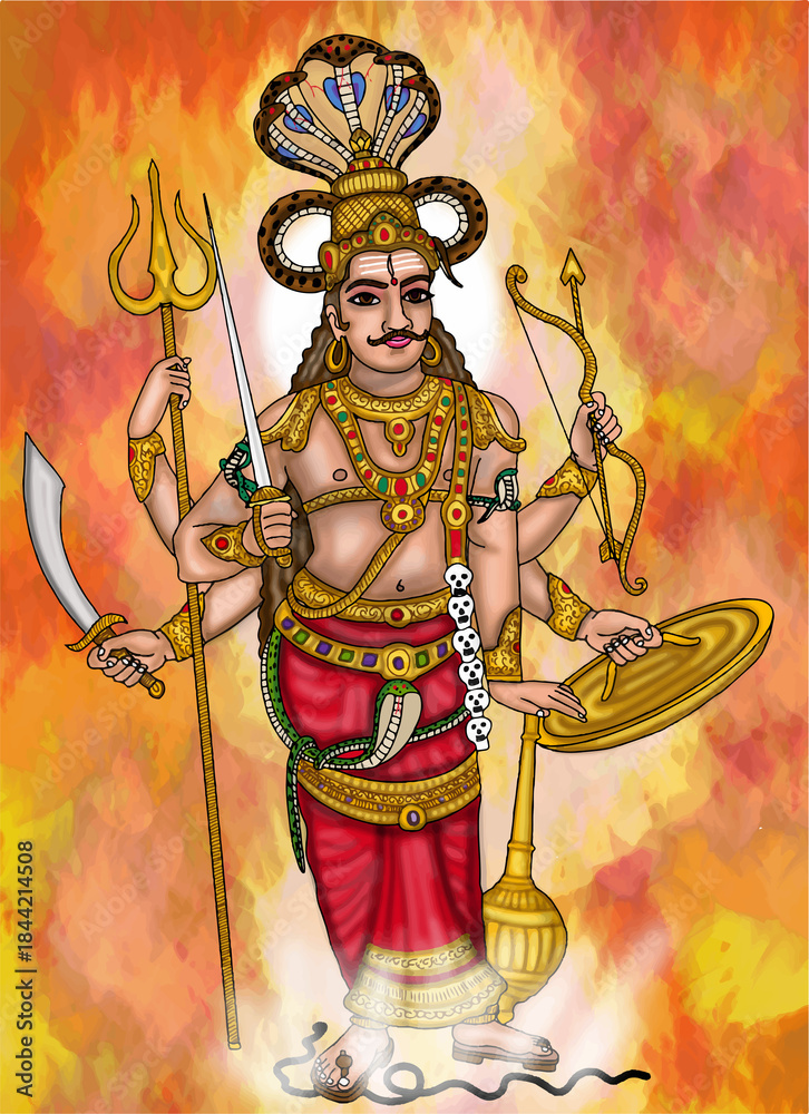 Obraz premium hand drawn digital art of lord veerabhandra