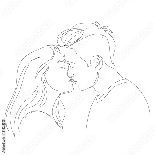 Minimalist One Line Art of Couple Embracing for Valentine's Day Vector