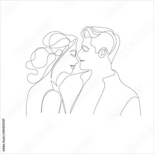 Minimalist One Line Art of Couple Embracing for Valentine's Day Vector