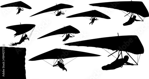Hang glider silhouettes, Hang gliding silhouette, Hang glider, Hang glider clipart, Hang glider vector