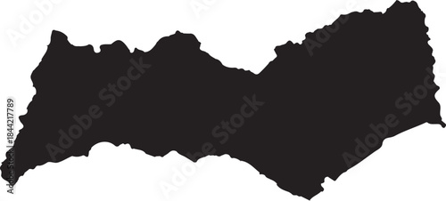 Algarve region map outline silhouette shape in black on transparent background vector illustration