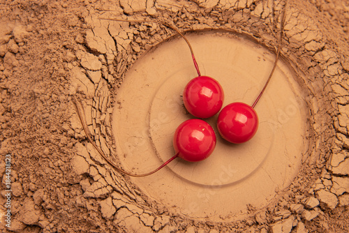 red cherry on a wooden background