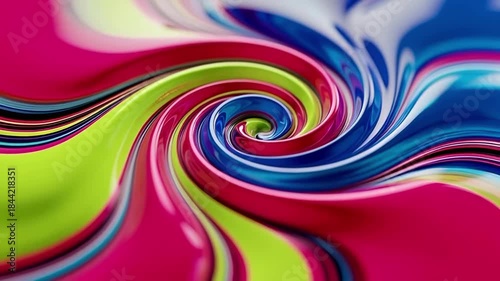 Colorful swirl pattern with blue, green, and pink shades moving together in a smooth flow video