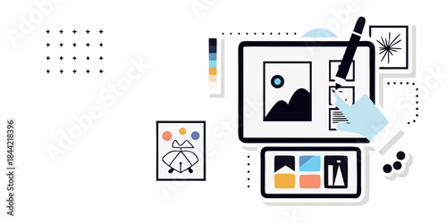 Digital art creation tools and interface elements for graphic design work