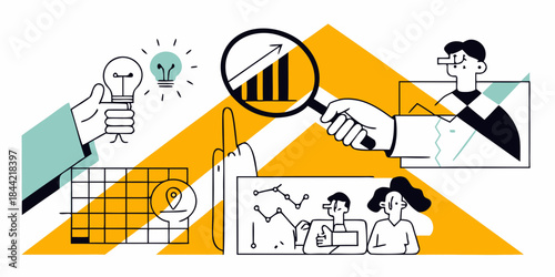 Business growth innovation and collaboration concept with people and ideas