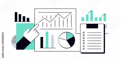 Data analysis and business growth represented with charts graphs and reports