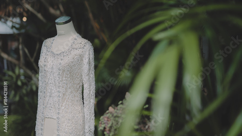 wedding dress in the garden