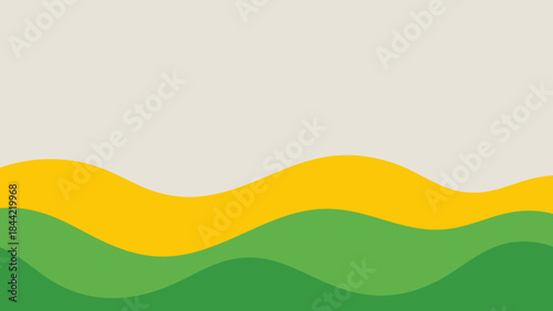 a green and yellow wave pattern with a white background