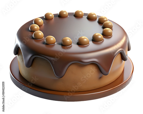 chocolate cake ,isolated on transparent png 3d style
